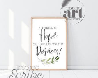 A Thrill of Hope the Weary World Rejoices lyrics from O Holy Night Christmas Farmhouse Decor