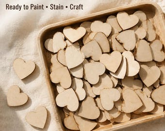 Unfinished Wood Hearts, 1-Inch Laser-Cut Plywood Craft Blanks
