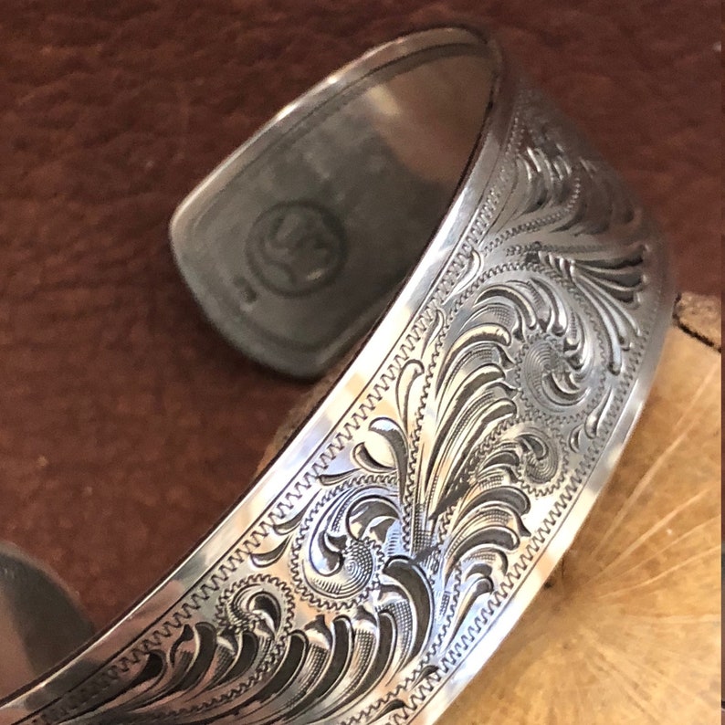 sterling silver engraved bracelet