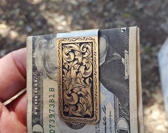 Polished Silver French Fold Money Clip with Free Custom Engraving Custom Engraved Silver Plated Money Clip