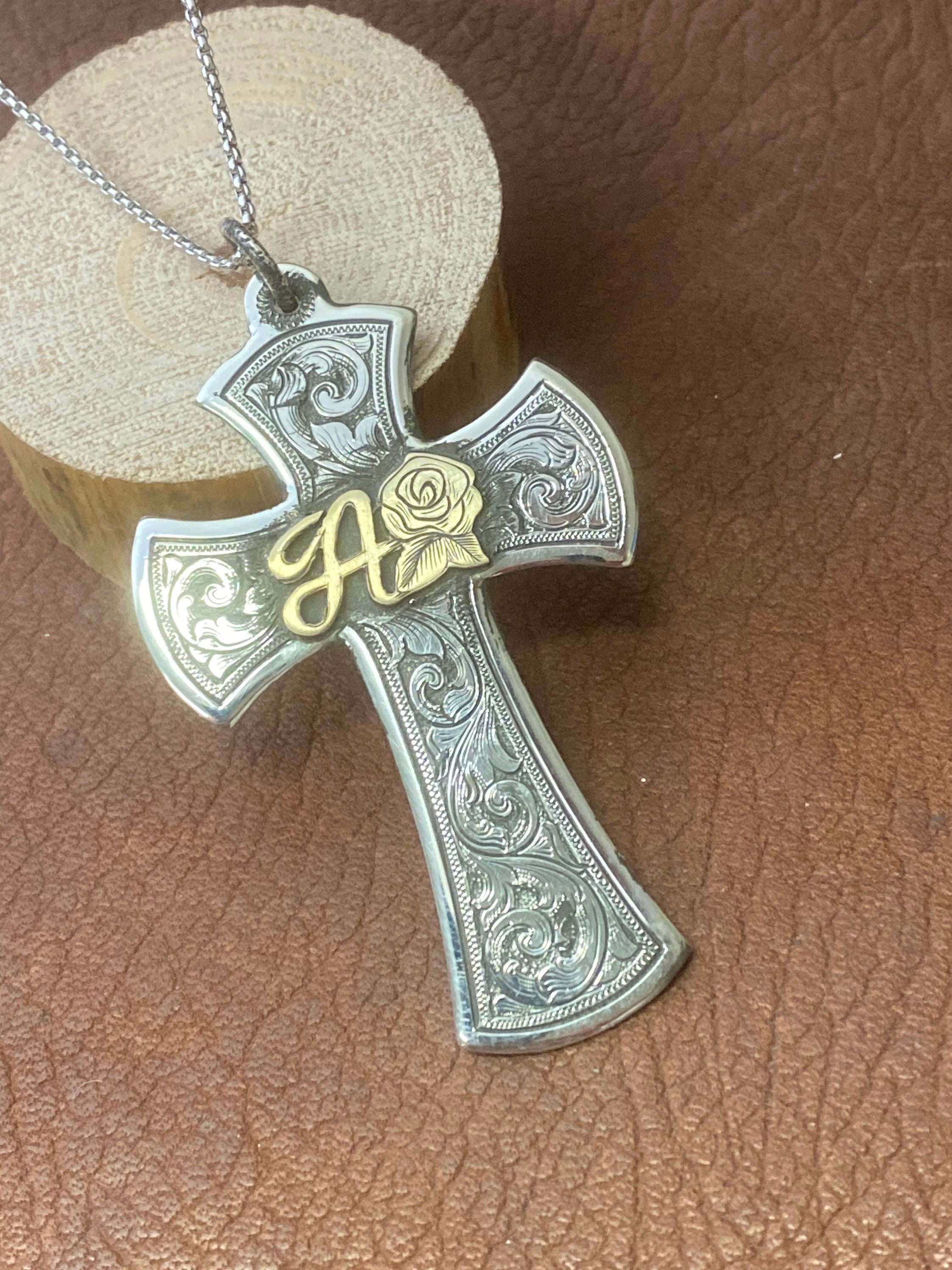 Sterling Silver, Hand Engraved Cross - Etsy Sterling Silver, Hand Engraved Cross - Etsy