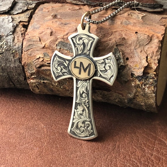 Sterling Silver, Hand Engraved Cross - Etsy Sterling Silver, Hand Engraved Cross - Etsy