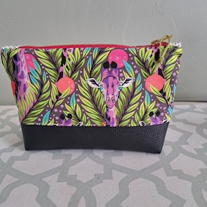 Zipper Pouch 6.5x9 travel makeup case Giraffe Tula Pink Lined Cute