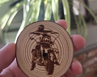 Motorcycle Recovery Coin | Laser Engraved Wooden Sobriety Medallion