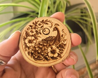 Peacock Wood Sobriety Coin | Laser Engraved AA NA Medallion