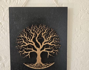 Laser Engraved Tree of Life Wood Plaque | Spiritual Wall Art