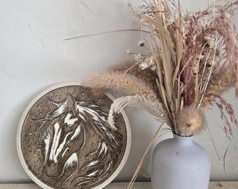 Laser Engraved Horse Portrait Wood Plaque | Rustic Western Decor