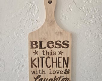 Bless This Kitchen Cutting Board | Laser Engraved Bamboo, Farmhouse Decor