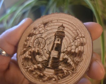 Coastal Lighthouse Recovery Coin | Sobriety Milestone Gift | AA Wooden Medallion | Personalized Recovery Anniversary