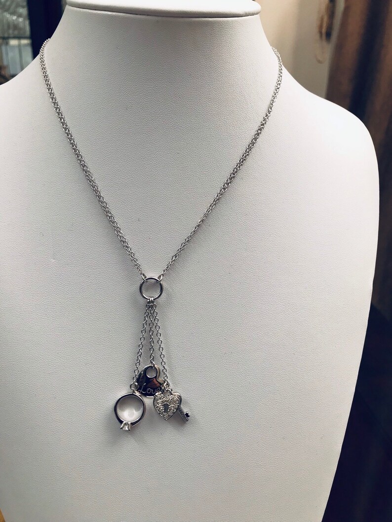 Key Charms Girlfriend Gift for Her Lock Birthday Godmother Engagement Ring Wife Mom Sterling Silver Heart Aunt Love Anniversary
