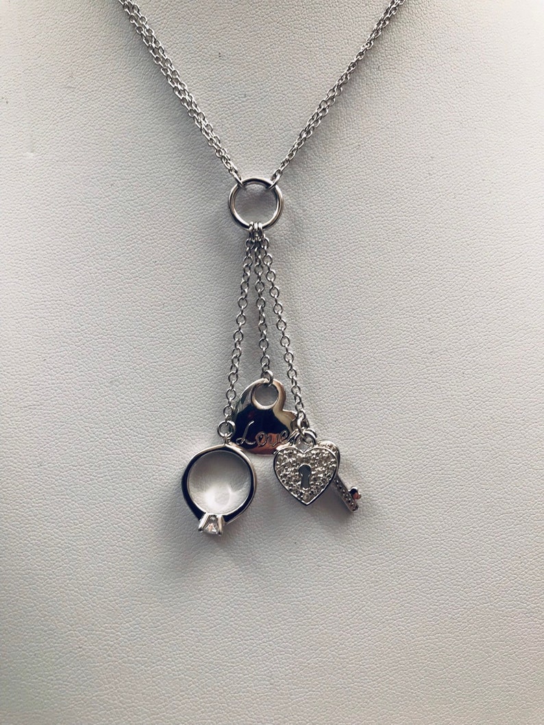 Key Charms Girlfriend Gift for Her Lock Birthday Godmother Engagement Ring Wife Mom Sterling Silver Heart Aunt Love Anniversary