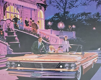 1960 PONTIAC BONNEVILLE Convertible Advertising Vintage Original Magazine Ad Car advertisement