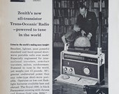 1959 ZENITH Ad Transistor radio Advertisement Wall Home Decor quot Zenith 39 s new all-tranistor Trans-Oceanic Radio-powered to tune in the world quot
