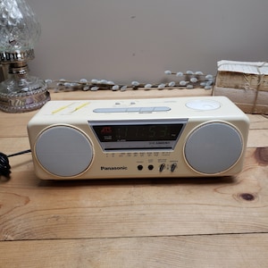 Retro Panasonic Alarm Radio RC-X210 Alarm Clock Boombox AM/FM Radio with Aux Input Off White - Cream