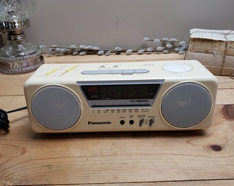 Retro Panasonic Alarm Radio RC-X210 Alarm Clock Boombox AM/FM Radio with Aux Input Off White - Cream