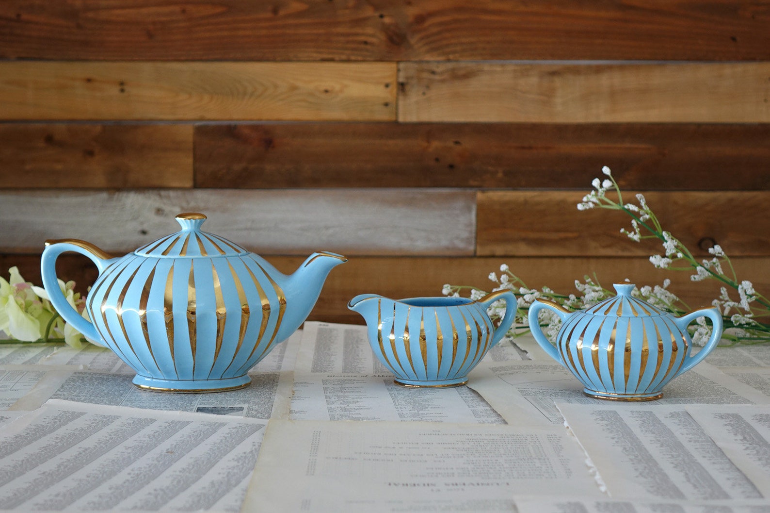 Sadler Teapot Set Blue and Gold England Vintage Tea Pot With Etsy