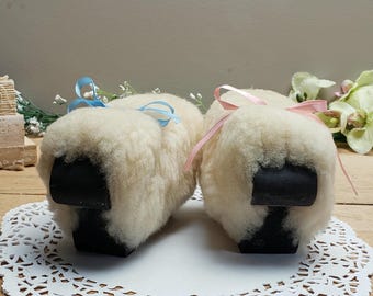 Vintage handmade wool sheeps Set of 2 sheeps