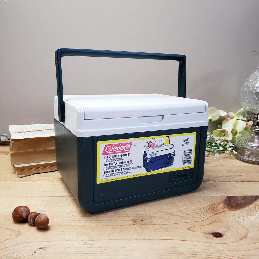 Vintage COLEMAN Lunch Box Fliop Lid Holds 612 Oz Cans Green Etsy