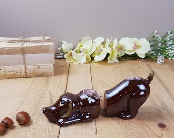 Dog Salt and Pepper Shakers Vintage Ceramic Mid Century Decor