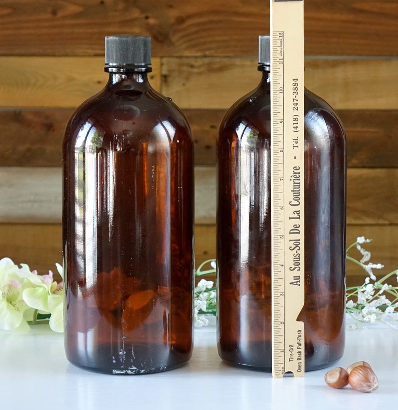 Vintage darkroom chemical bottles Brown glass bottles Set of 2 Etsy