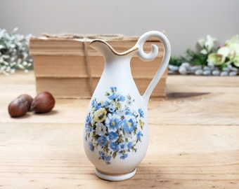 Small Floral Pitcher Tiny Vase Made in Japan 3.2 inches Vintage Ceramic Jug Pitcher Farmhouse Rustic Country Decor
