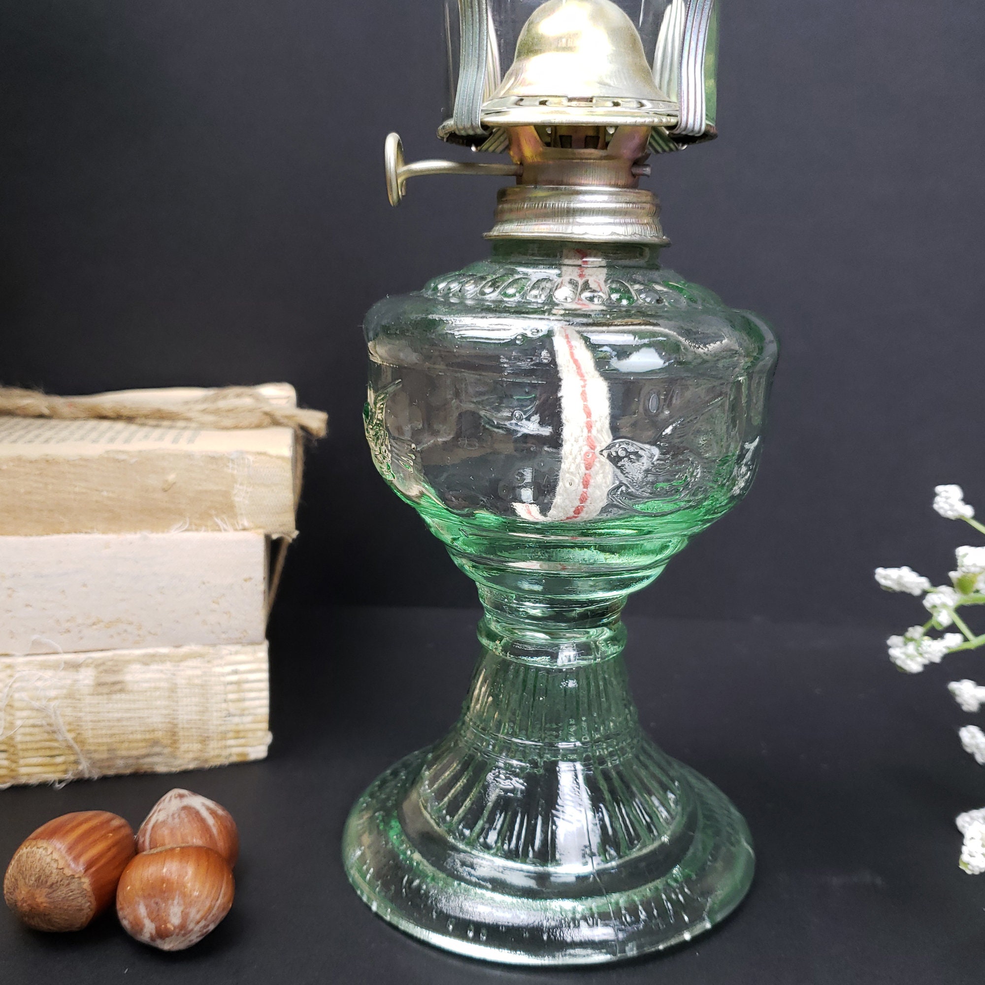 An Qing China Oil Lamp Green Glass Oil Lamp Vintage - Etsy Ireland