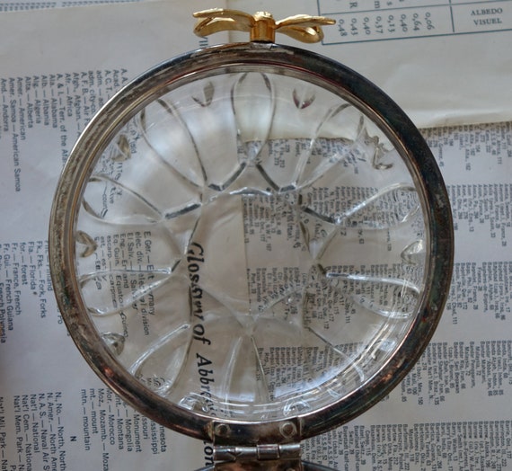 Vintage round clear glass trinket box, Jewelry bo… - image 5