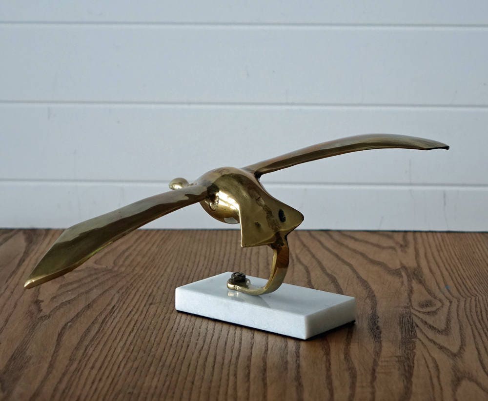 Vintage brass bird sculpture Etsy