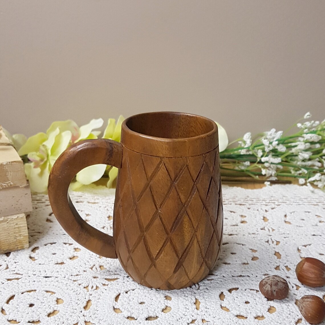 Vintage Wooden Mug Etsy