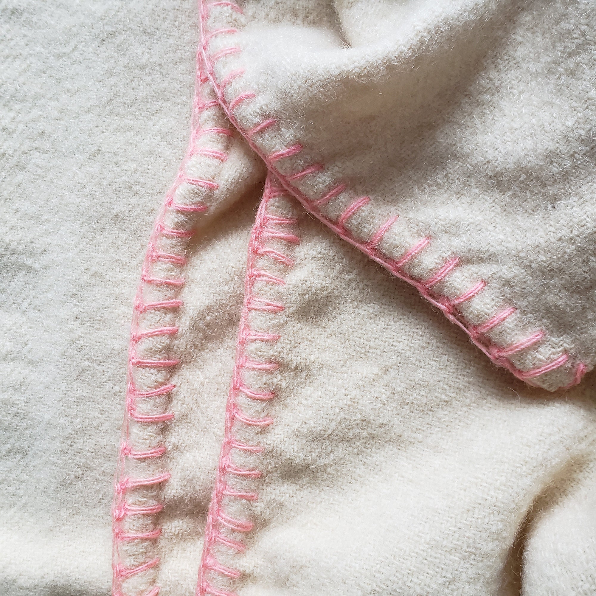 Vintage Woven Wool Blanket French Canadian Blanket Beige Etsy