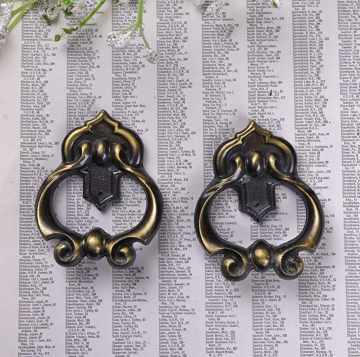 Shabby Chic Metal Drawer Pull Handles Knobs Dresser Vintage Etsy