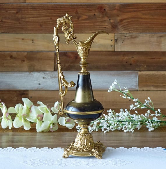 Vintage Brass Decorative Urn Candlestick 