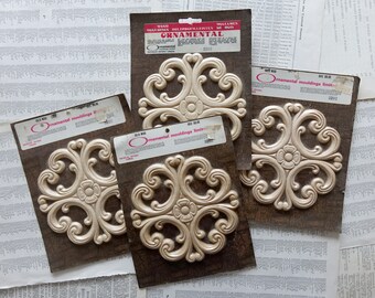 Floral round wooden mouldings Set of FOUR mouldings Ornamental mouldings News in package