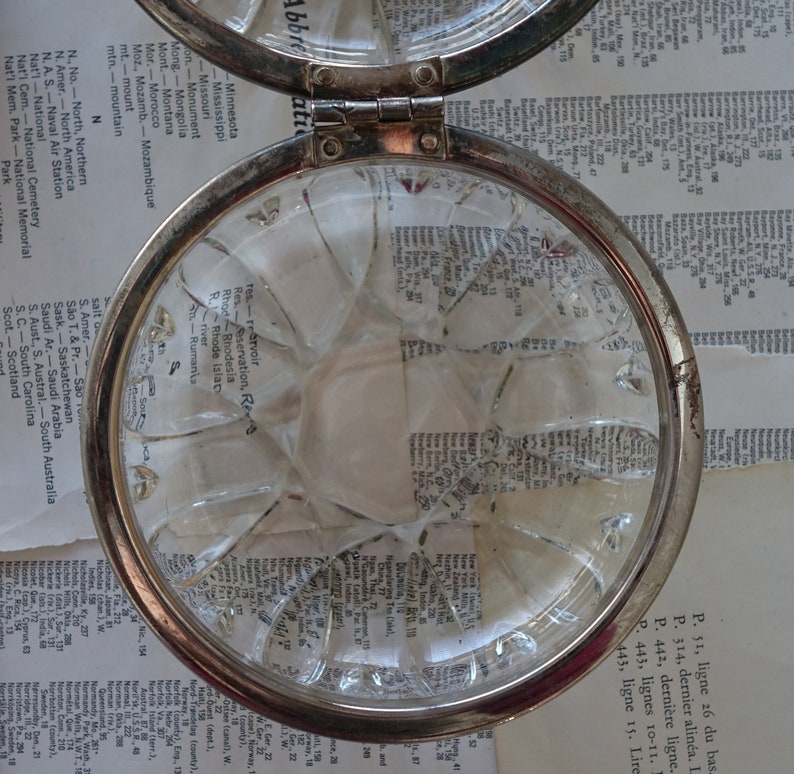 Vintage Round Clear Glass Trinket Box Jewelry Box With Silver Etsy