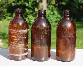 Vintage beer bottles / Collectible bottles / Brown beer bottles / Lot of 3 beer bottles