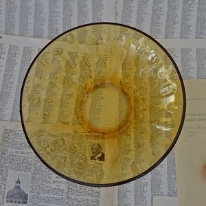 Vintage chip and dip glass bowl Golden yellow snack set image 4