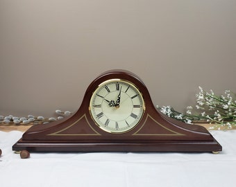 Solid Wood Mantle Clock The Bombay Company Quartz movement 1992 19 x 7 x 3 inches FREE SHIPPING