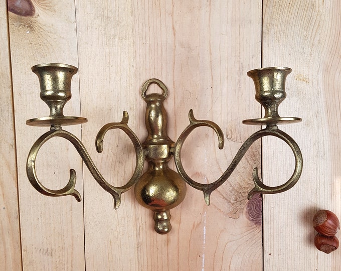 Vintage Brass Wall Candle Holder Wall Decor Twoarm Brass Candlestick