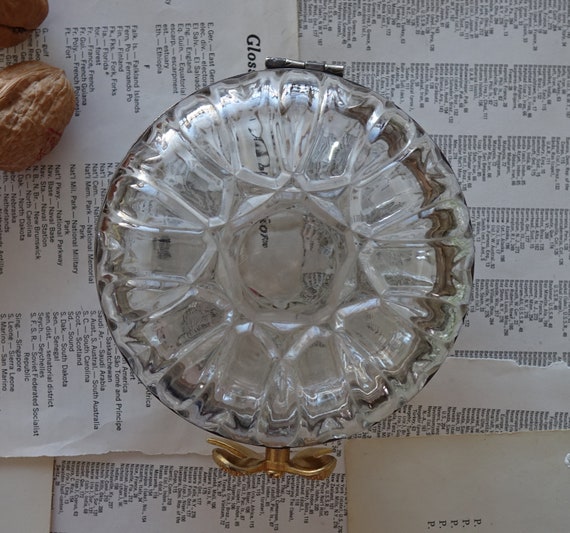 Vintage round clear glass trinket box, Jewelry bo… - image 3