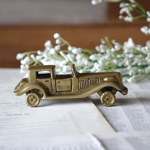 Vintage brass car figurine Automobile collectible Father&#39;s day gift Retro car model