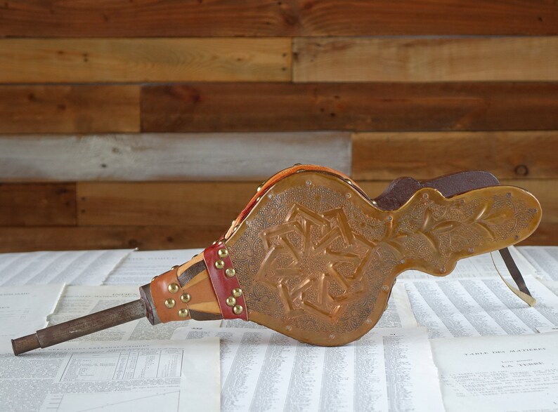 Vintage Moroccan Bellow Metal Wood And Leather Fireplace Etsy