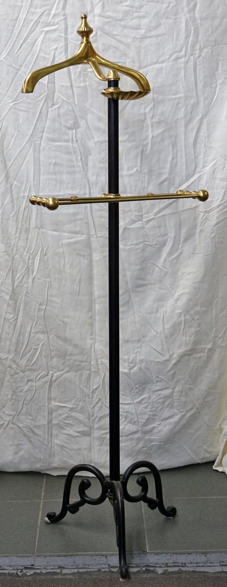 Vintage Brass Valet Stand Brass and Iron Valet Butler Stand Etsy