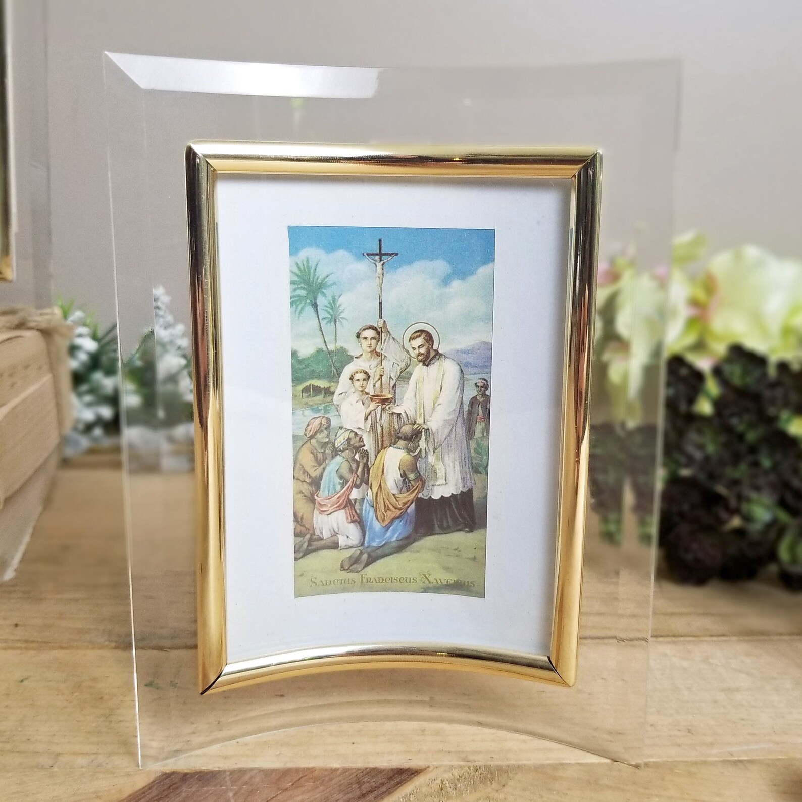 Lot of 5 framed religious prints Vintage curved frames Etsy