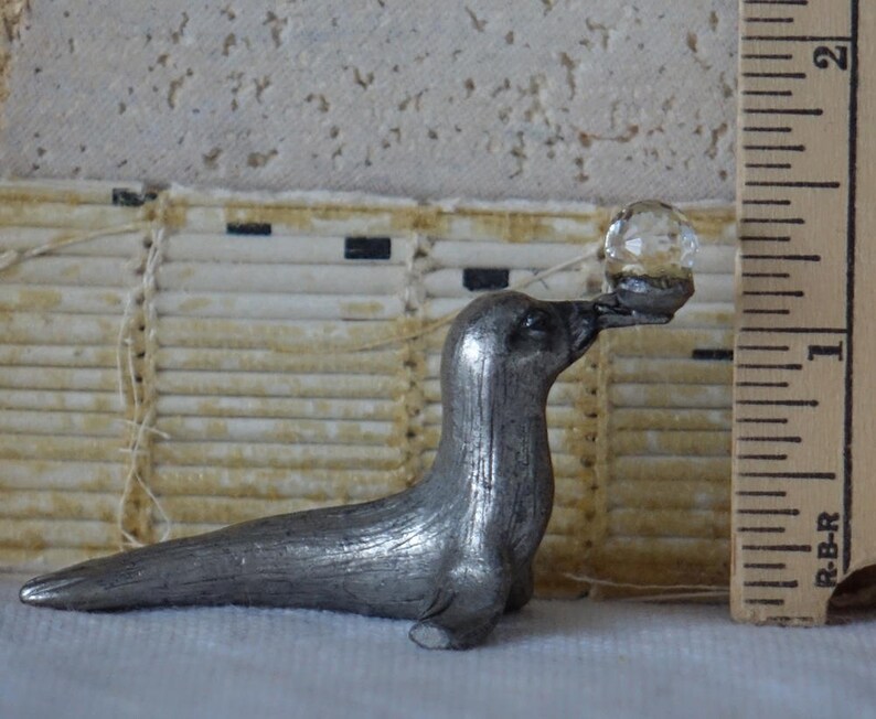 Pewter Seal Figurine Vintage Miniature Seal Collectible Etsy