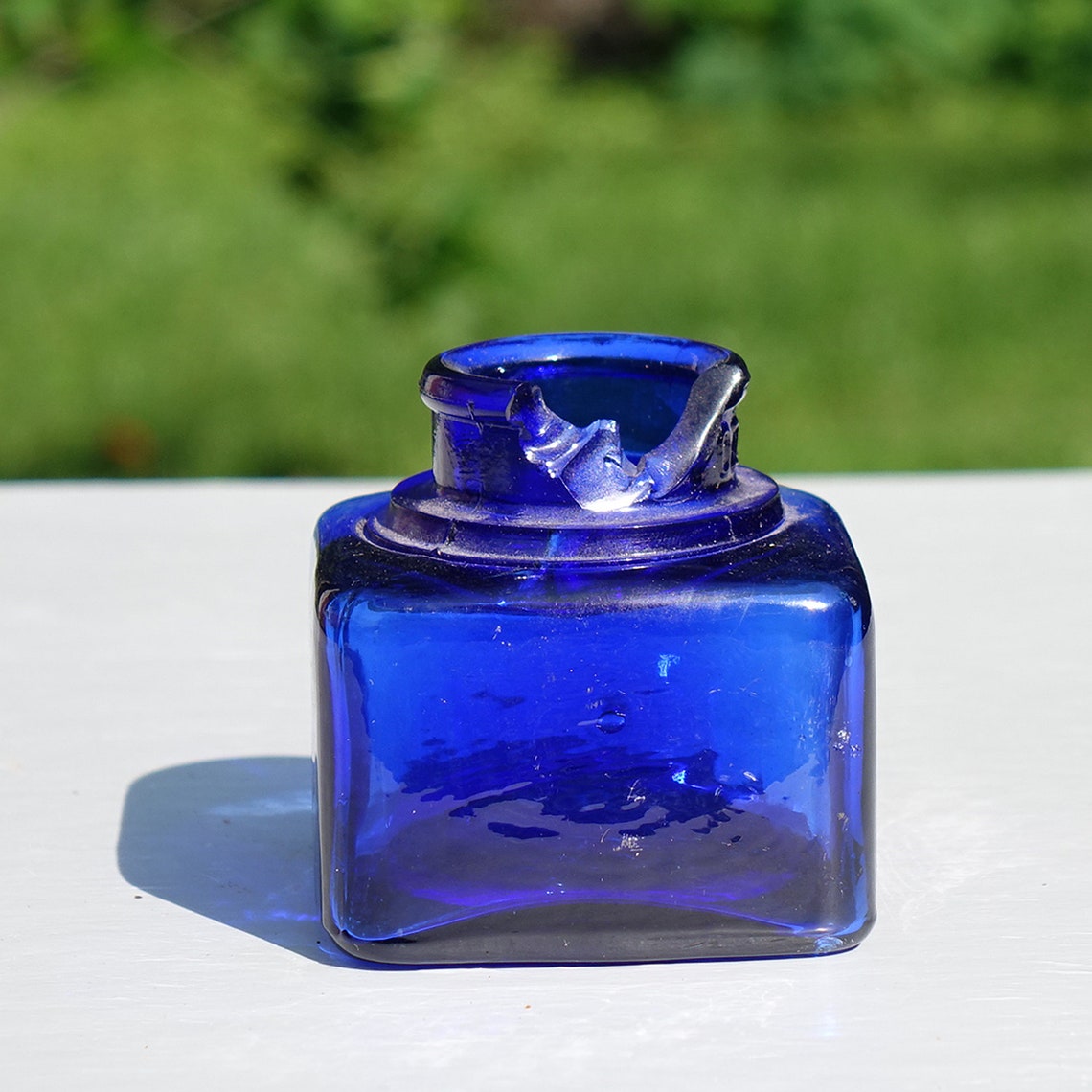 Antique cobalt blue ink bottle Etsy
