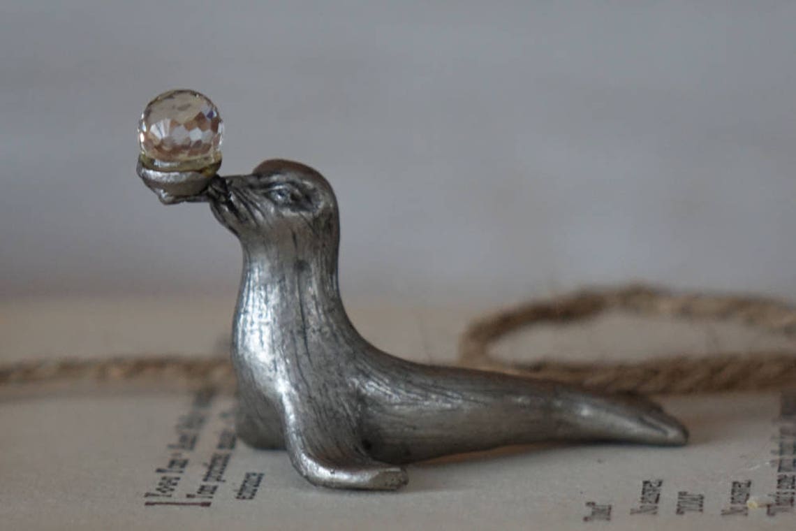Pewter Seal Figurine Vintage Miniature Seal Collectible Etsy