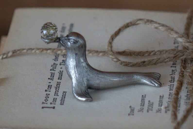 Pewter Seal Figurine Vintage Miniature Seal Collectible Etsy