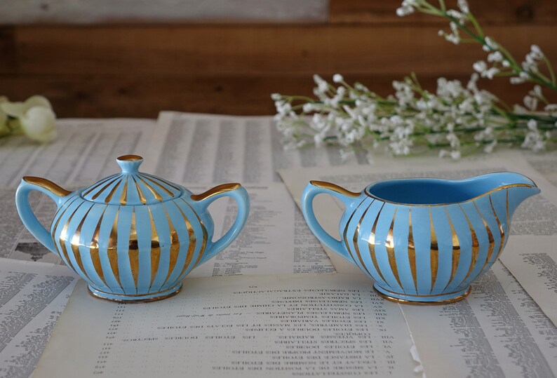 Sadler Teapot Set Blue and Gold England Vintage Tea Pot With Etsy