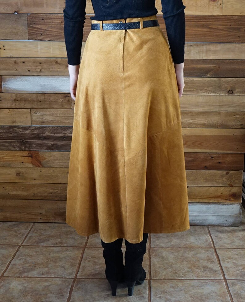 Vintage long suede skirt Size 7/8 High waist | Etsy