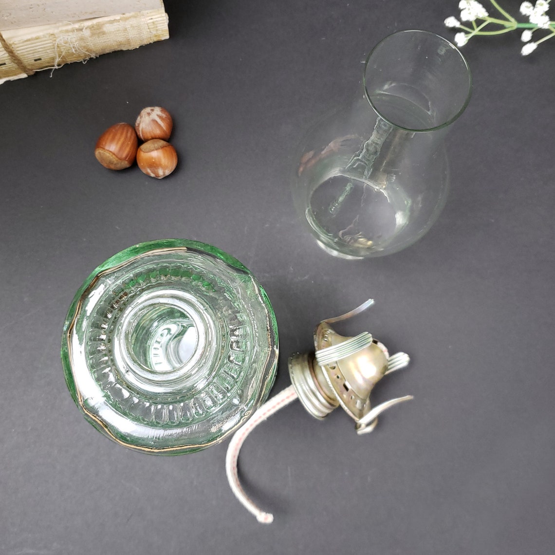 An Qing China Oil Lamp Green Glass Oil Lamp Vintage Etsy Ireland